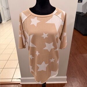 HOPELY Star Print Raglan Tunic Top - M - Made in USA